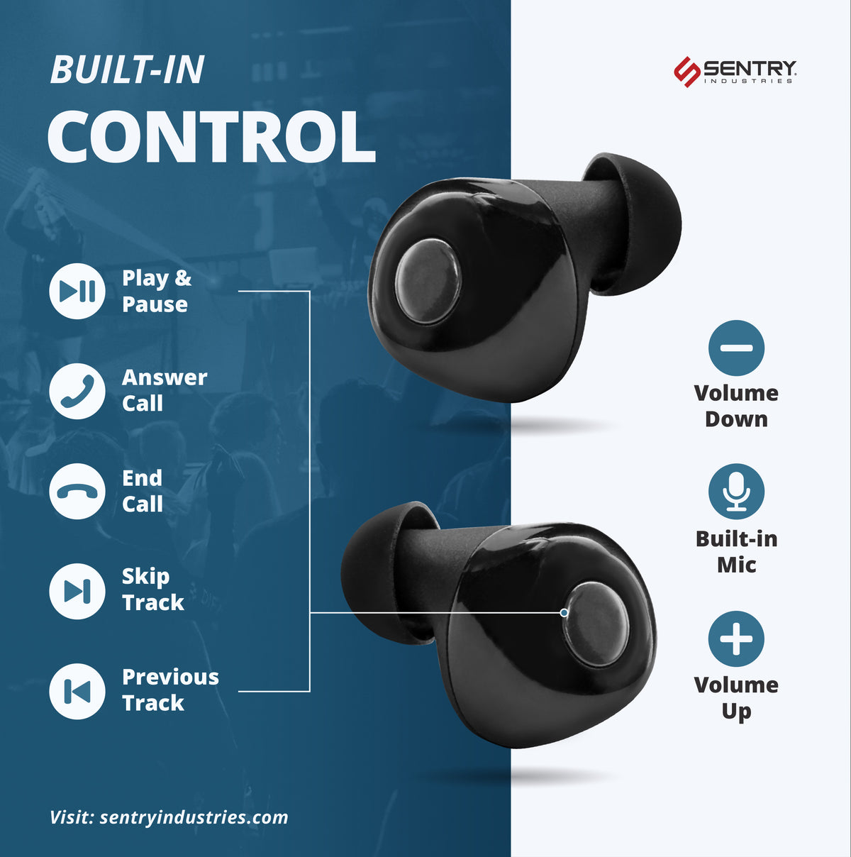 Sentry Evolve SENTRY OSE Dot Bluetooth Wireless Earbuds, Active Noise Canceling, -20 ...