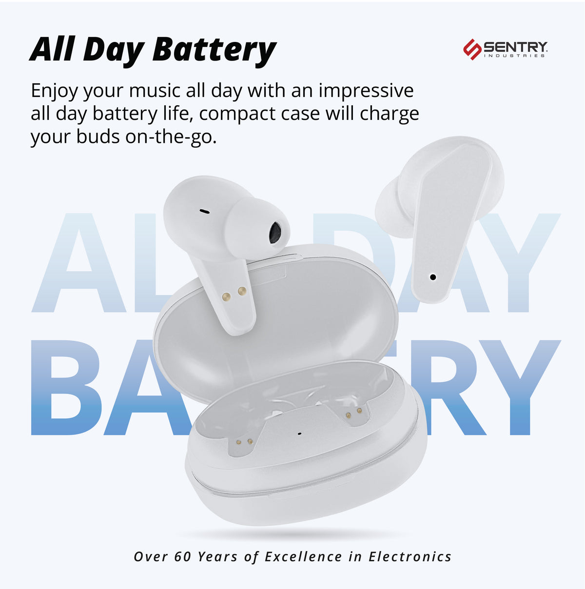 Sentry Evolve SENTRY OSE Wireless Stem Earbuds, Active Noise Canceling, -20 dB of So ...